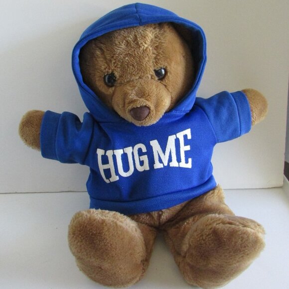TEDDY BEAR WEARING HOODIE (can come off) 14" long Stuffed Animal PLUSH knit hat - Picture 2 of 12